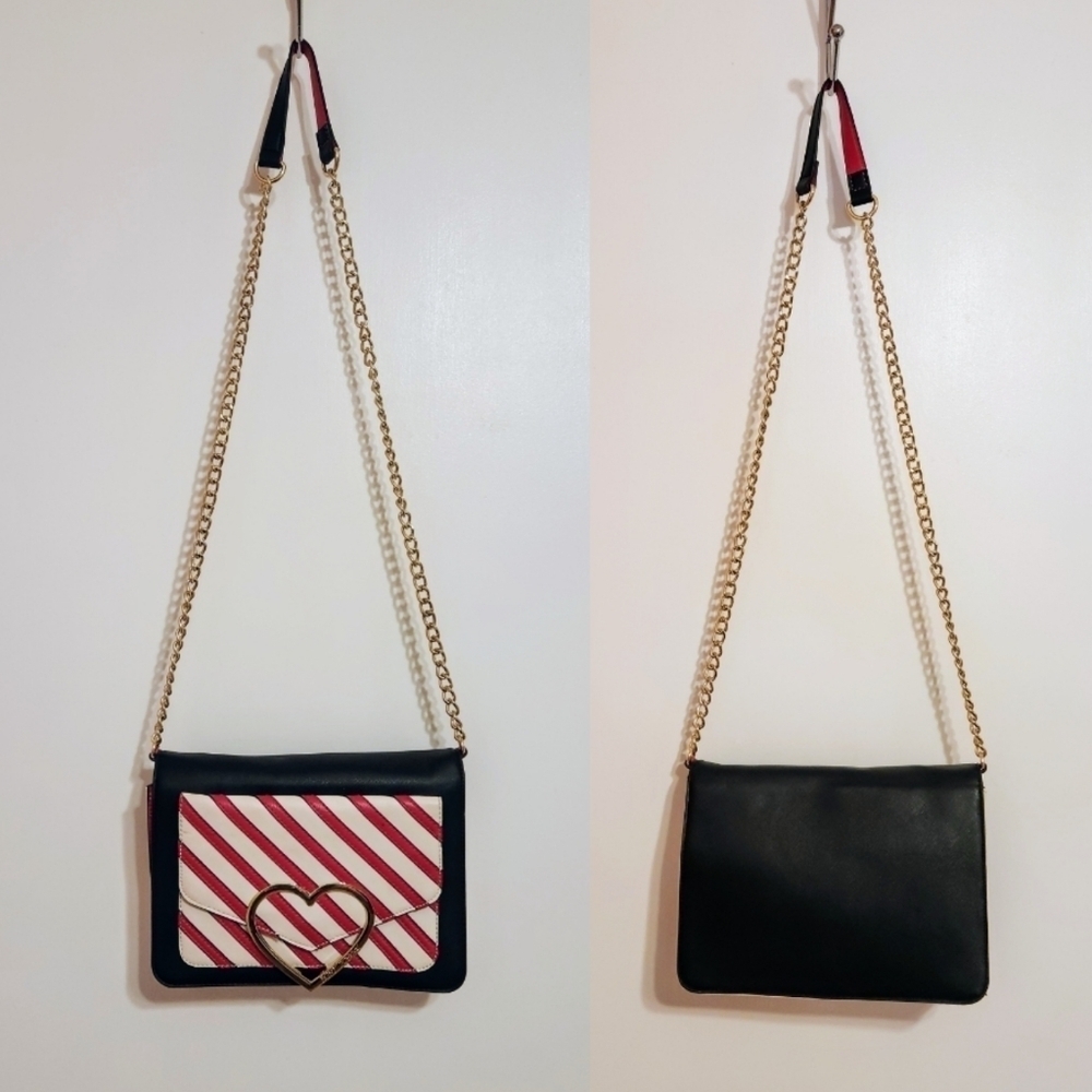 ❗️SOLD❗Betsey Johnson | Diagonal Stripe Front Pocket Foldover Flap Crossbody Bag - Picture 2 of 12